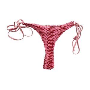 Triangl Swimwear Vinca Cheekiest Bikini Bottoms in Alina Pink Crochet